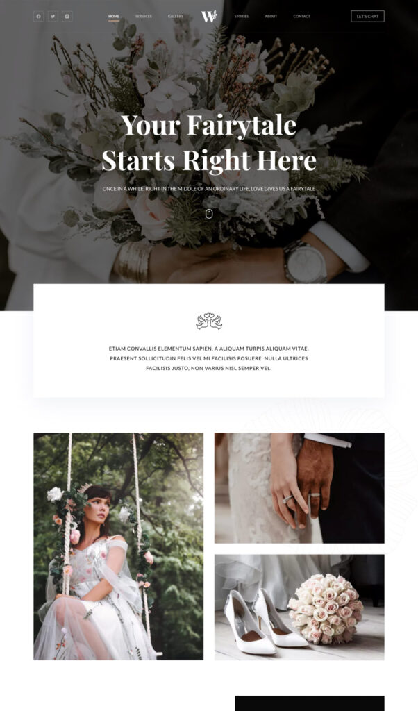 a wordpress website developed for wedding services using the Blocksy theme.